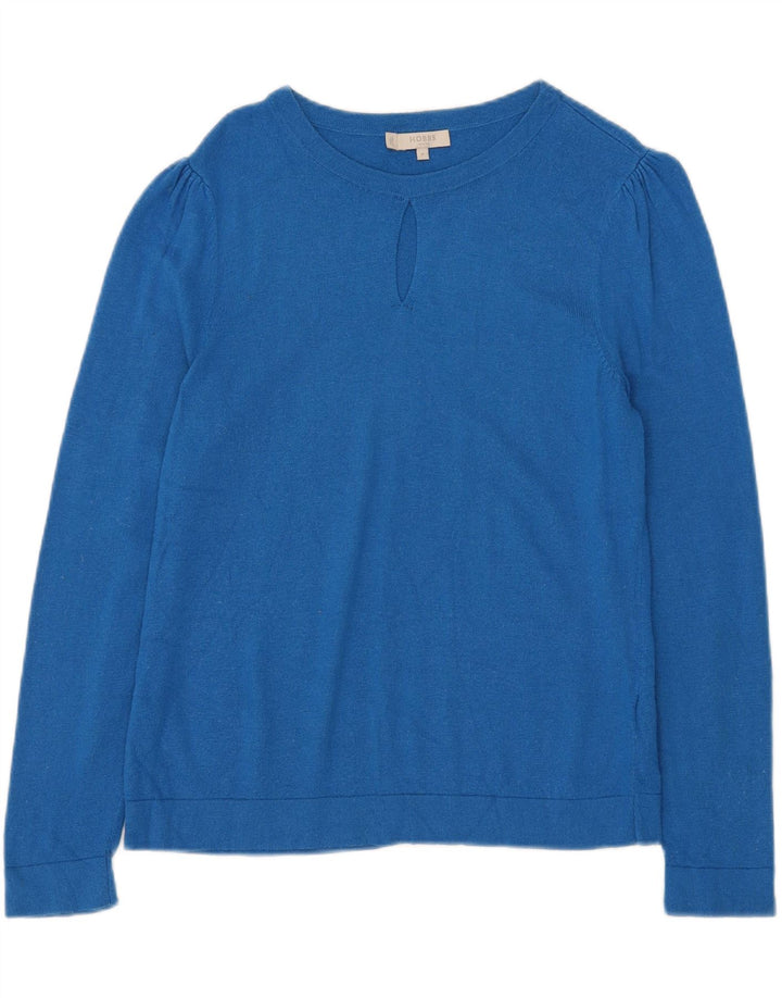 Suéter feminino Hobbs com gola canoa e viscose azul médio UK 12
