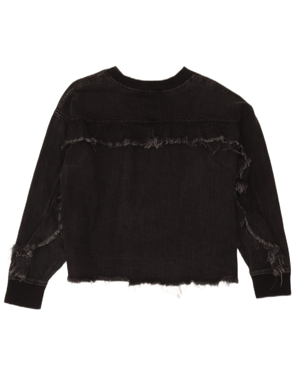 Zara moletom feminino jumper UK 14 médio algodão preto