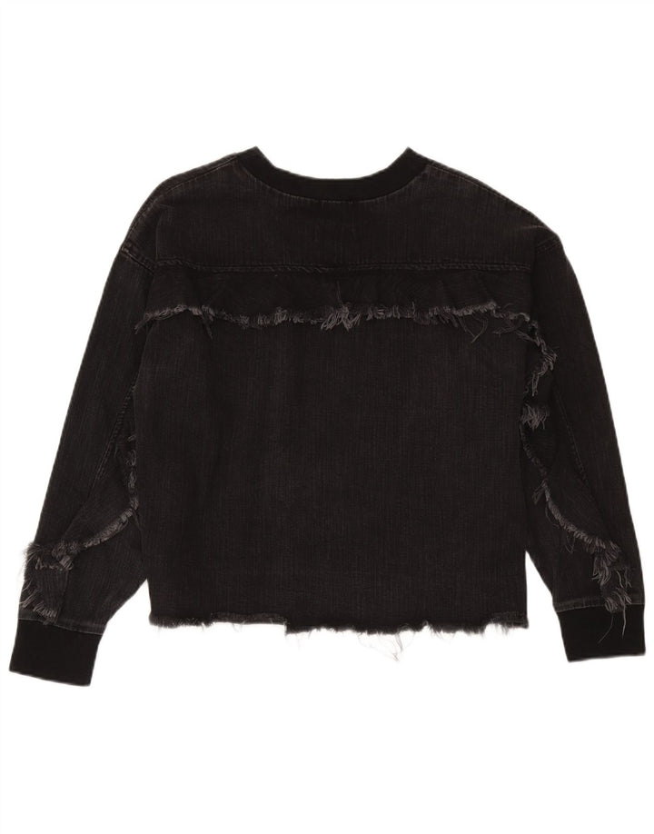 Zara moletom feminino jumper UK 14 médio algodão preto