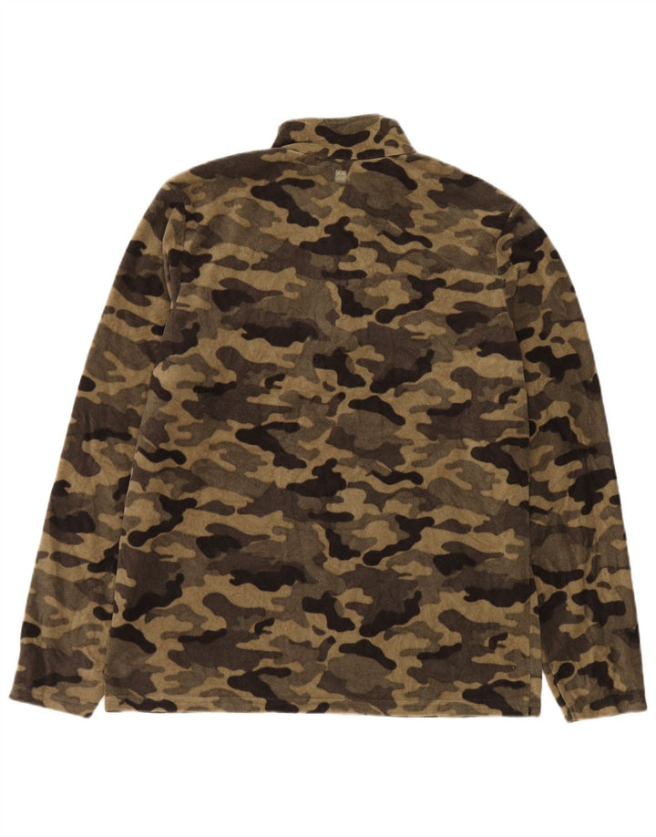 Mountain Warehouse Suéter masculino de lã com zíper e gola média camuflagem bege