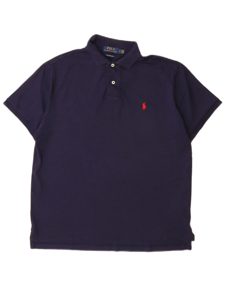 POLO RALPH LAUREN Camisa polo masculina personalizada slim fit grande algodão azul marinho