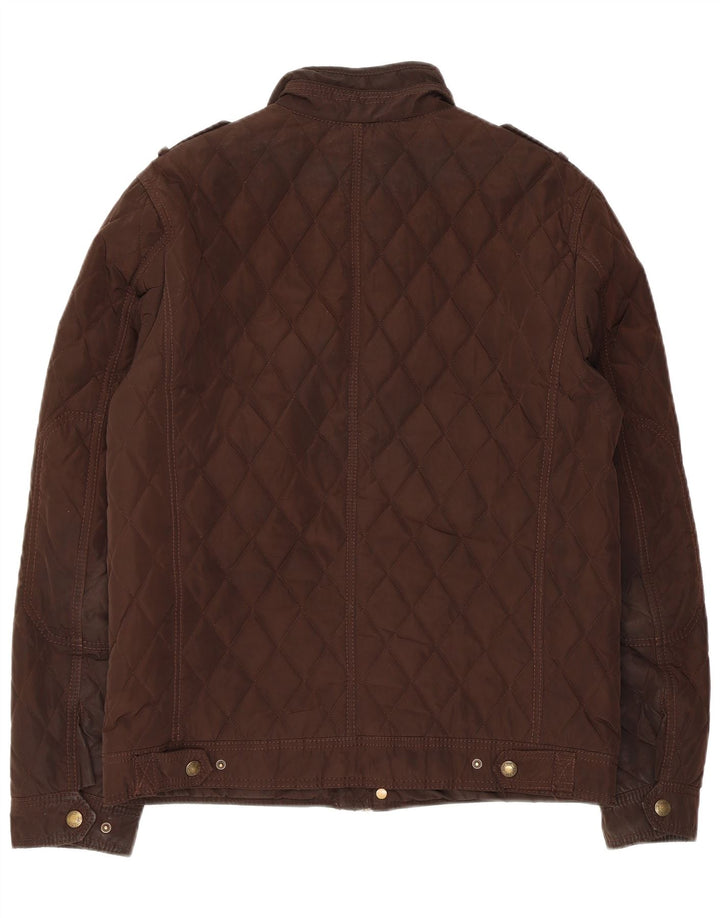 Jaqueta militar acolchoada masculina Zara Reino Unido 42 XL marrom