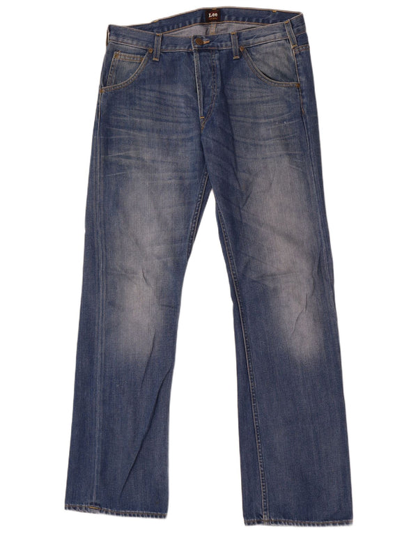 Lee Mens Flint Straight Jeans W34 L34 Azul Algodão