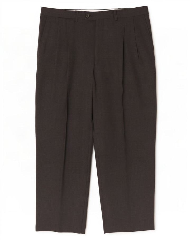 Calça masculina Lacoste Pegged Suit tamanho 46 grande W36 L27 lã cinza
