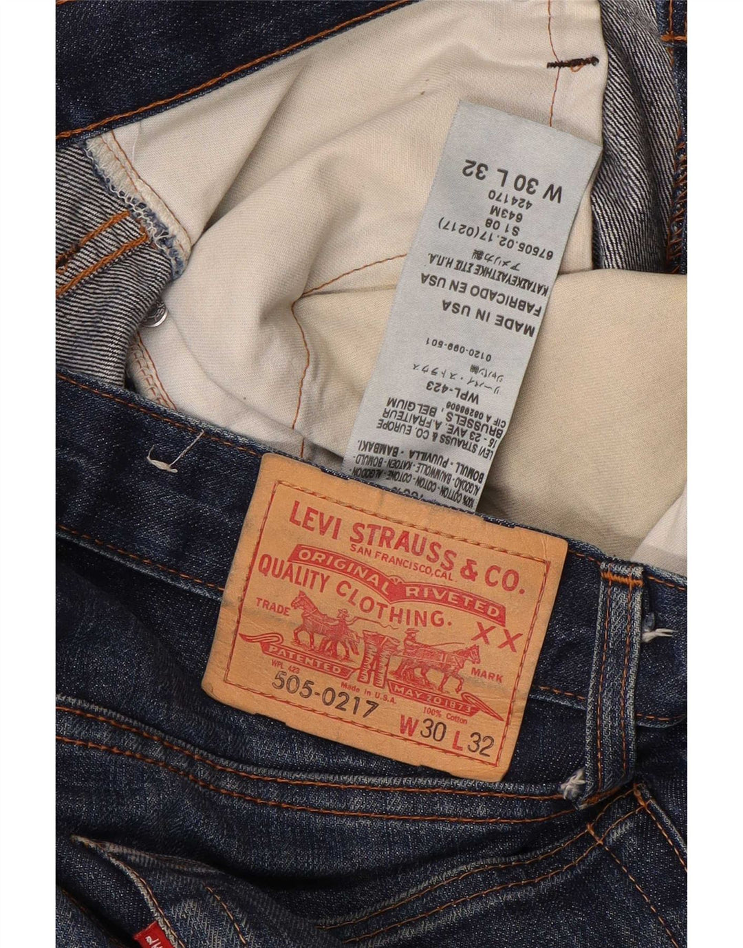 Levi's Masculino 505 Straight Jeans W30 L32 Azul Marinho Algodão