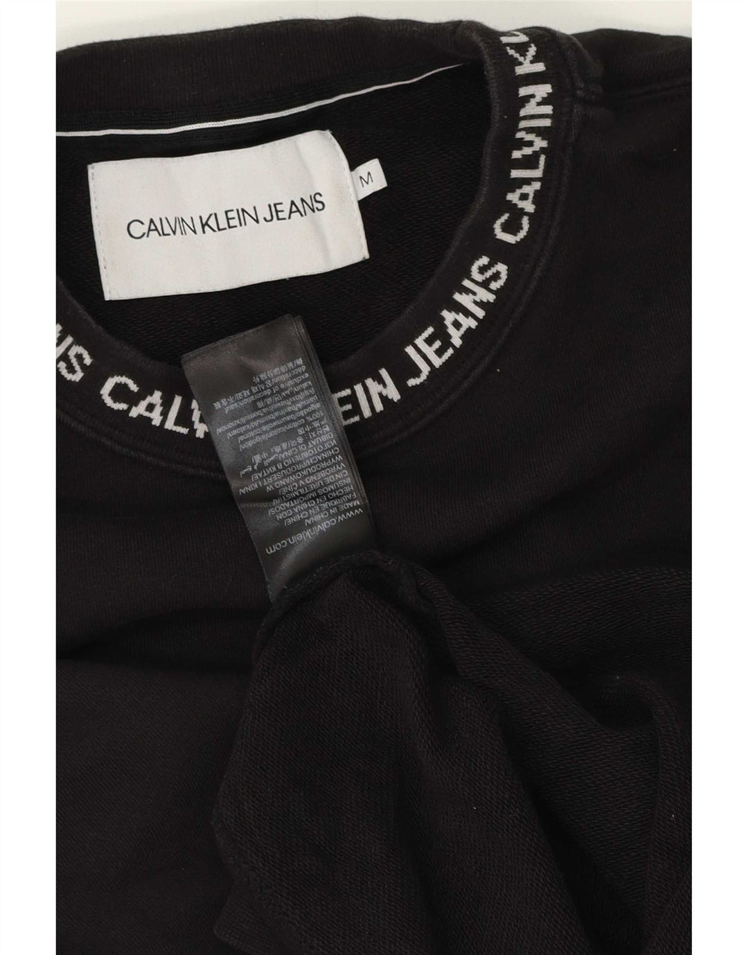 Calvin Klein Jeans Masculino moletom gráfico jumper médio algodão preto