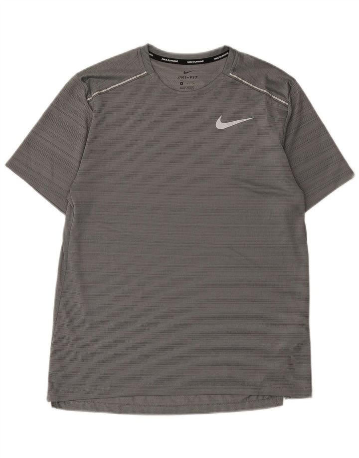 Camiseta masculina Nike Dri Fit Top cinza médio listrado poliéster