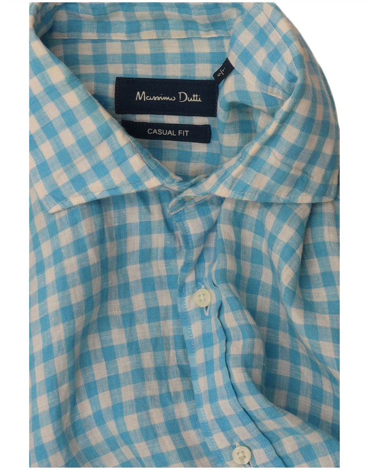 Camisa masculina casual Massimo Dutti grande guingão azul