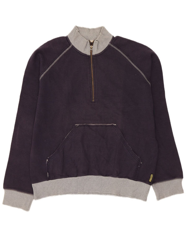 Suéter masculino Armani com capuz gráfico com zíper e gola XL azul marinho algodão