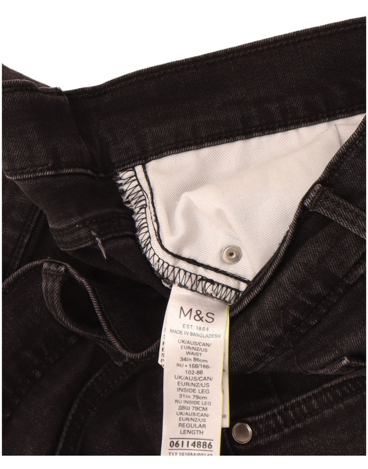 Jeans retos masculinos Marks & Spencer W34 L31 algodão preto