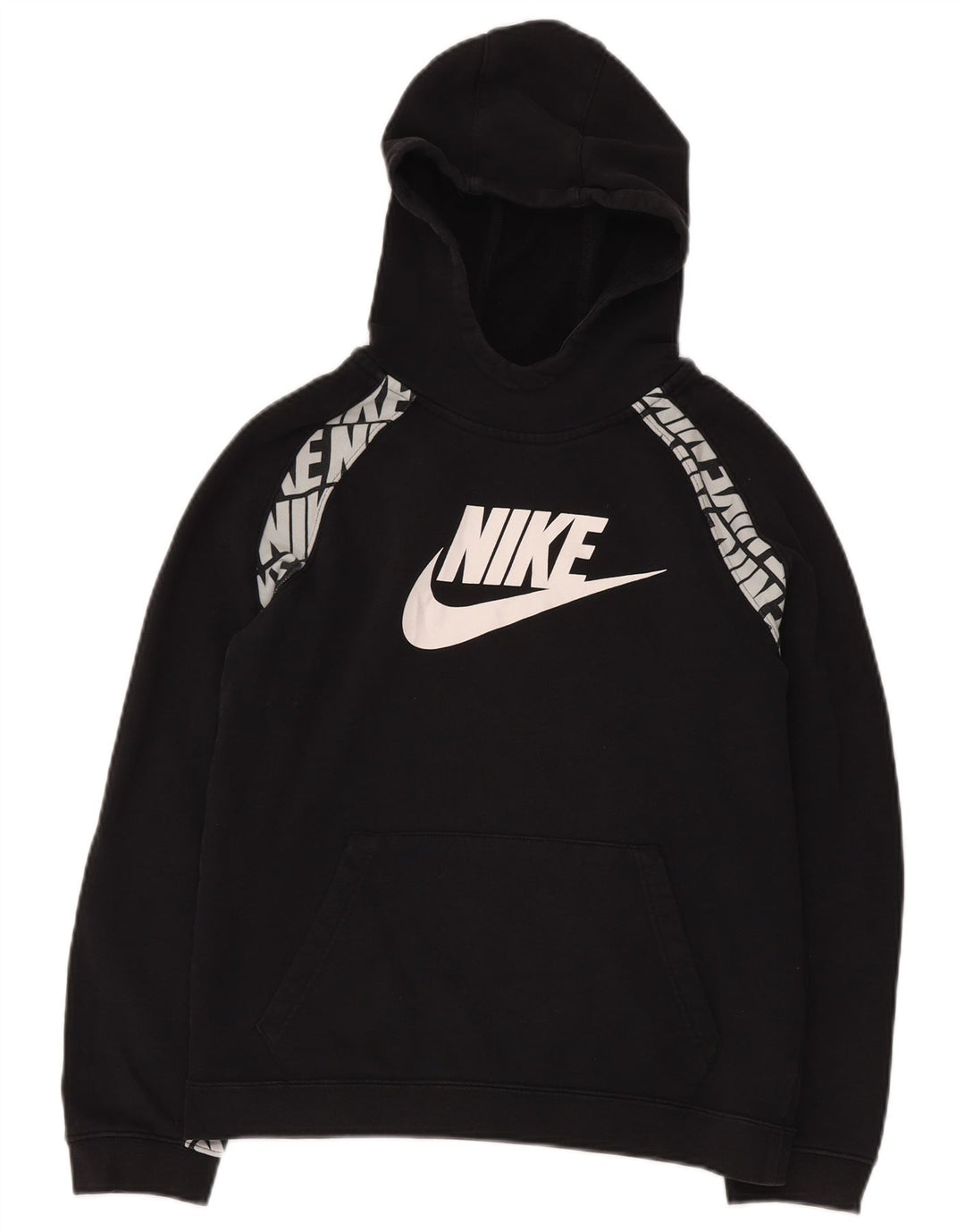 NIKE Meninos Graphic Hoodie Jumper 13-14 Anos XL Preto Algodão
