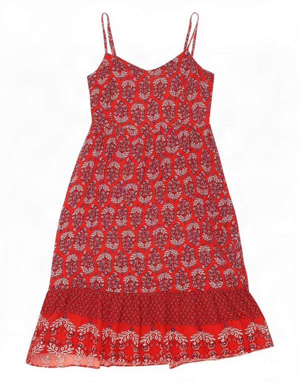Vestido de verão feminino Marks & Spencer UK 14 viscose floral vermelho médio