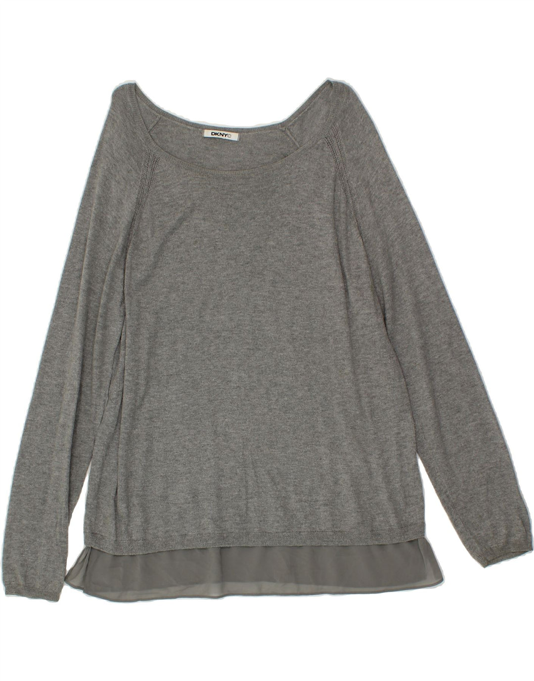 DKNY Womens Boat Neck Jumper Sweater UK 18 XL Grey Cotton Vintage Dkny and Second-Hand Dkny from Messina Hembry 