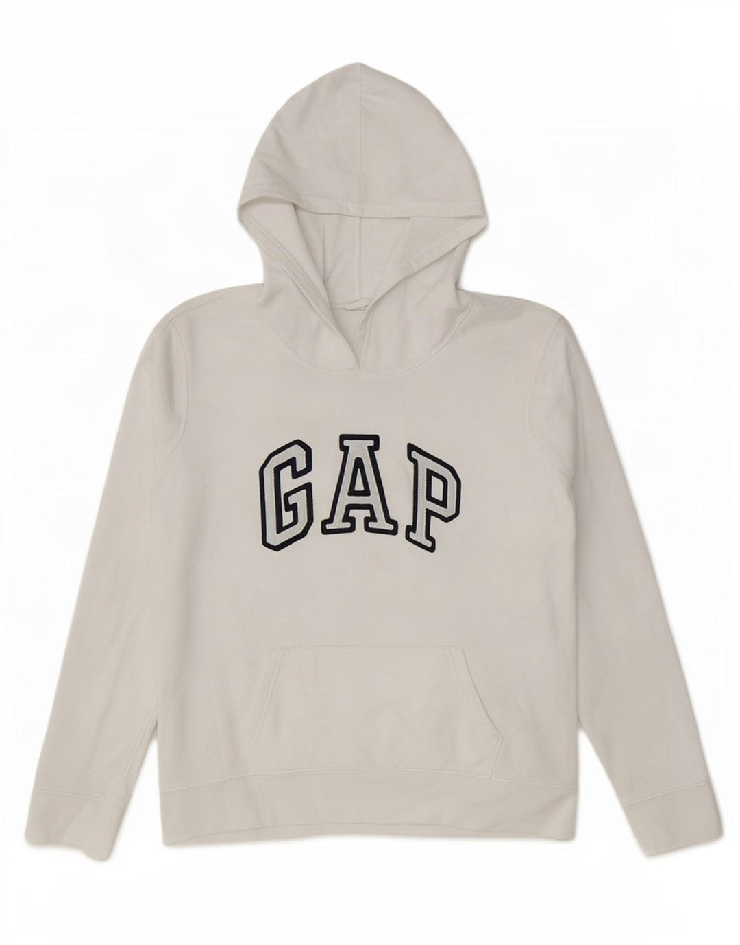 Suéter com capuz gráfico feminino Gap Reino Unido 14 algodão branco médio