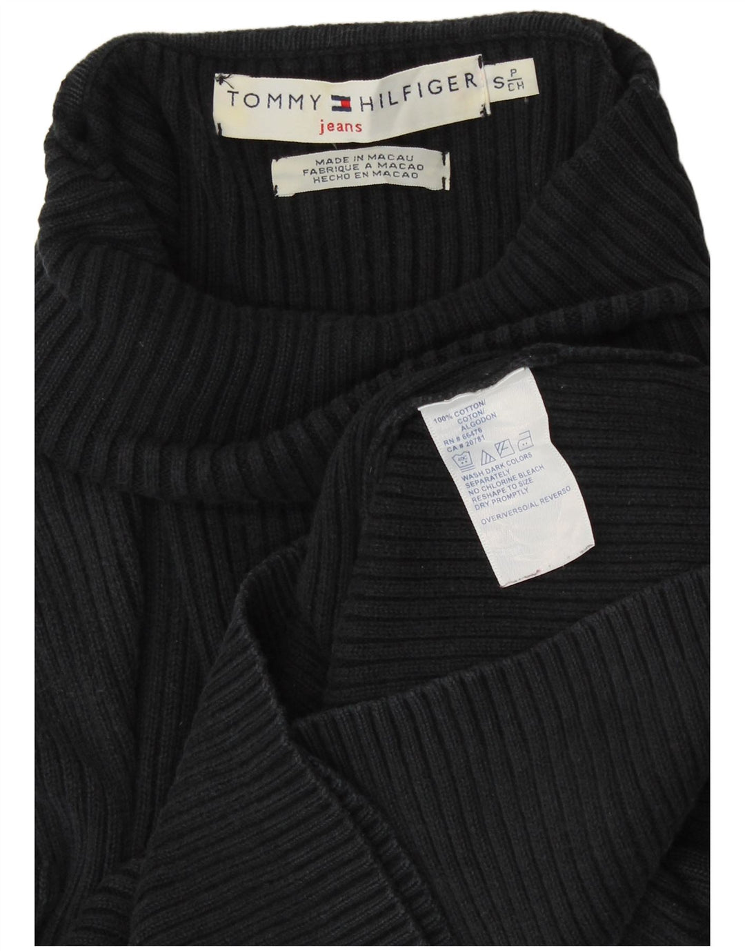 Suéter feminino TOMMY HILFIGER com gola redonda Reino Unido 8 pequeno algodão preto