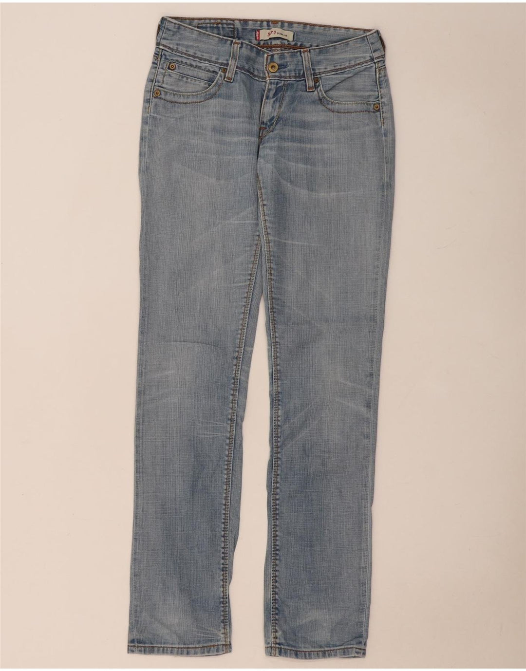 LEVI'S Feminino 571 Slim Jeans W28 L34 Azul Algodão