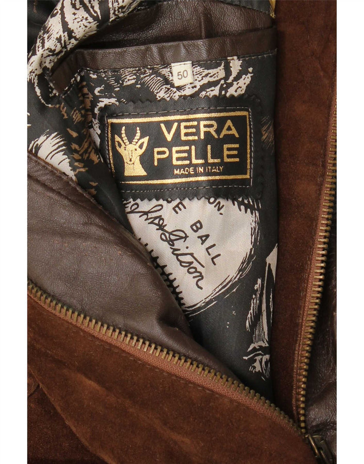 Jaqueta masculina vintage de camurça IT 50 grande couro marrom