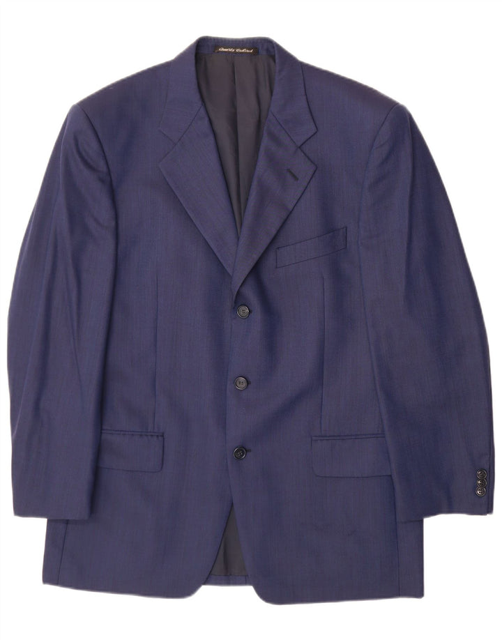 EMANUEL UNGARO Jaqueta blazer masculina de 3 botões IT 50 grande azul marinho