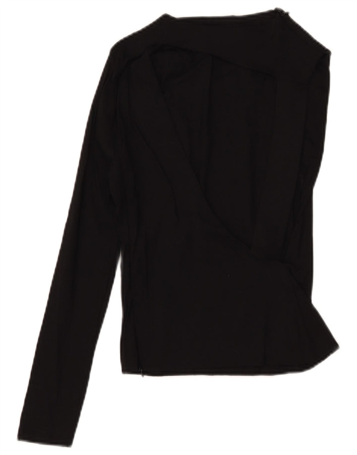 Zara Womens Crop One Ombro Top Reino Unido 8 Pequeno Linho Preto