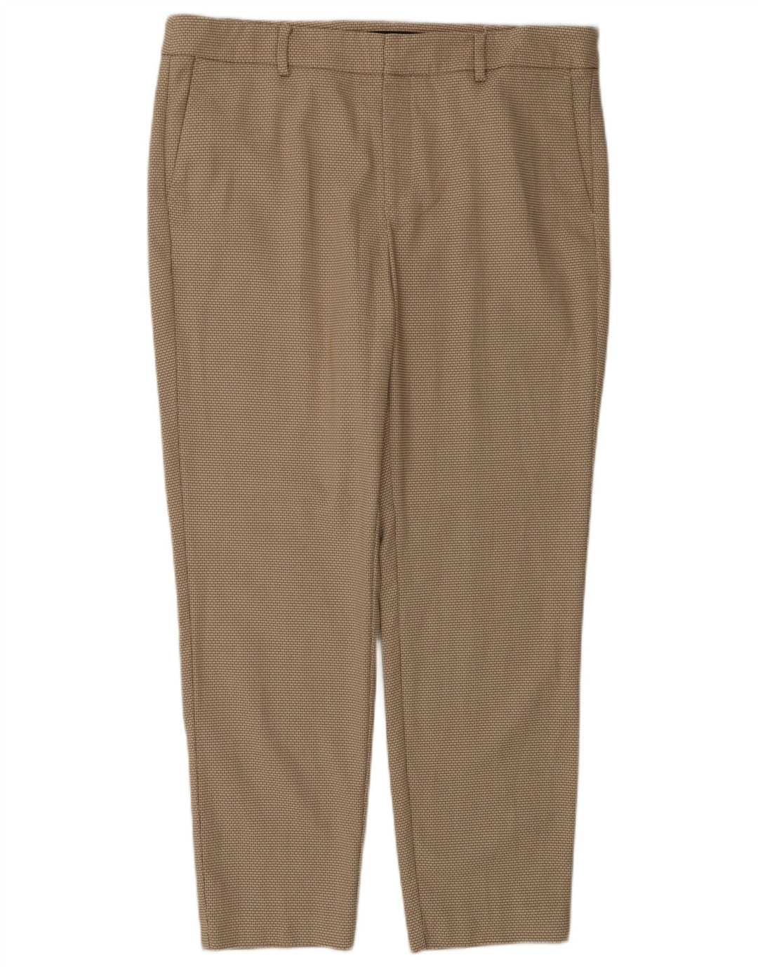 Zara Calça Chino Feminina Slim UE 42 Grande W32 L27 Poliéster Xadrez Bege