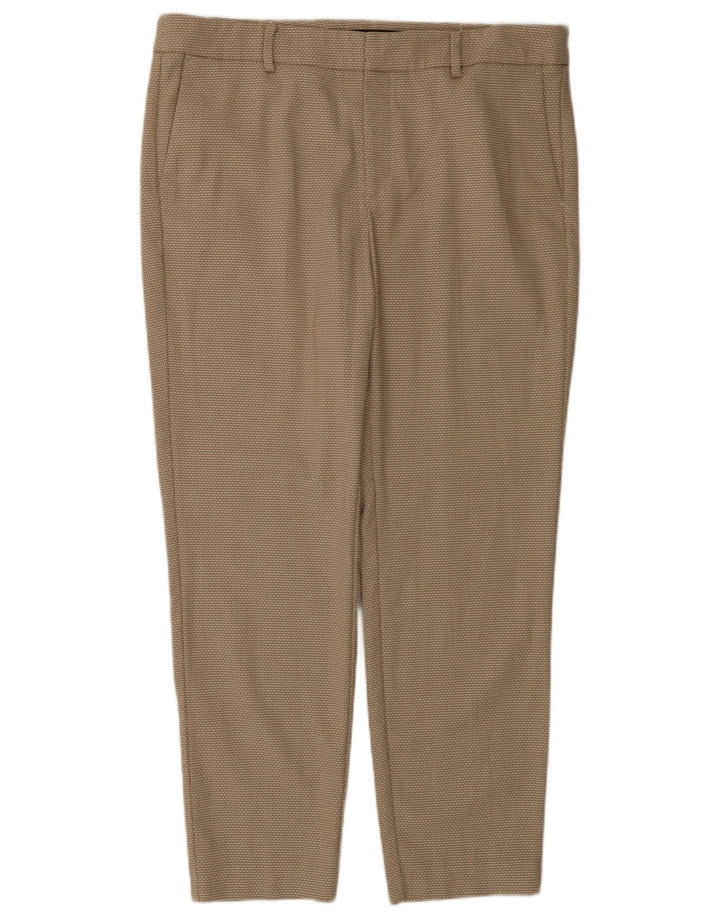 Zara Calça Chino Feminina Slim UE 42 Grande W32 L27 Poliéster Xadrez Bege
