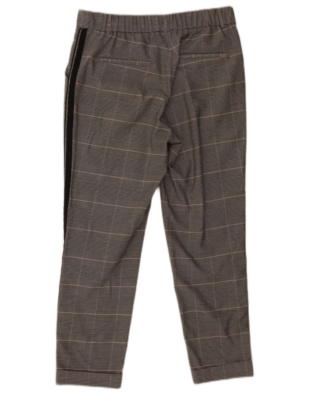 Calça feminina reta cortada ZARA pequena W28 L24 cinza houndstooth