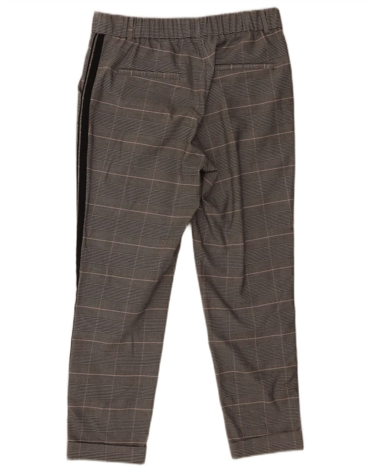 Calça feminina reta cortada ZARA pequena W28 L24 cinza houndstooth
