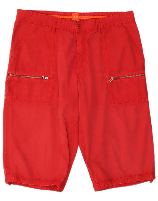 Hugo Boss Mens Cargo Shorts IT 52 XL W36 Algodão Vermelho
