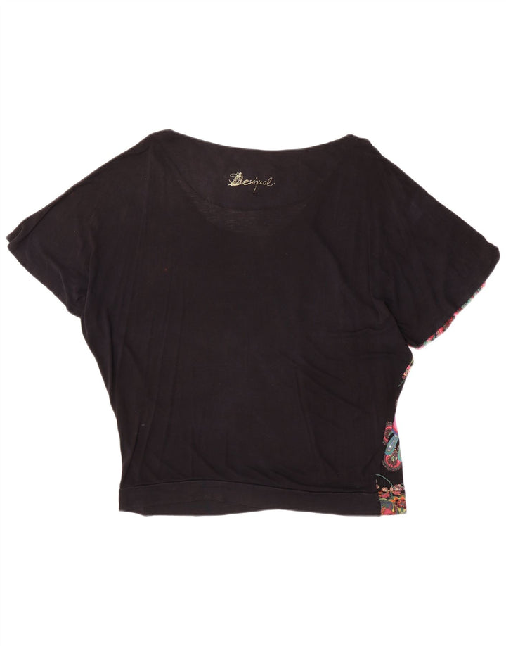 Blusa Batwing Feminina Desigual Top UK 16 Grande Preto Floral