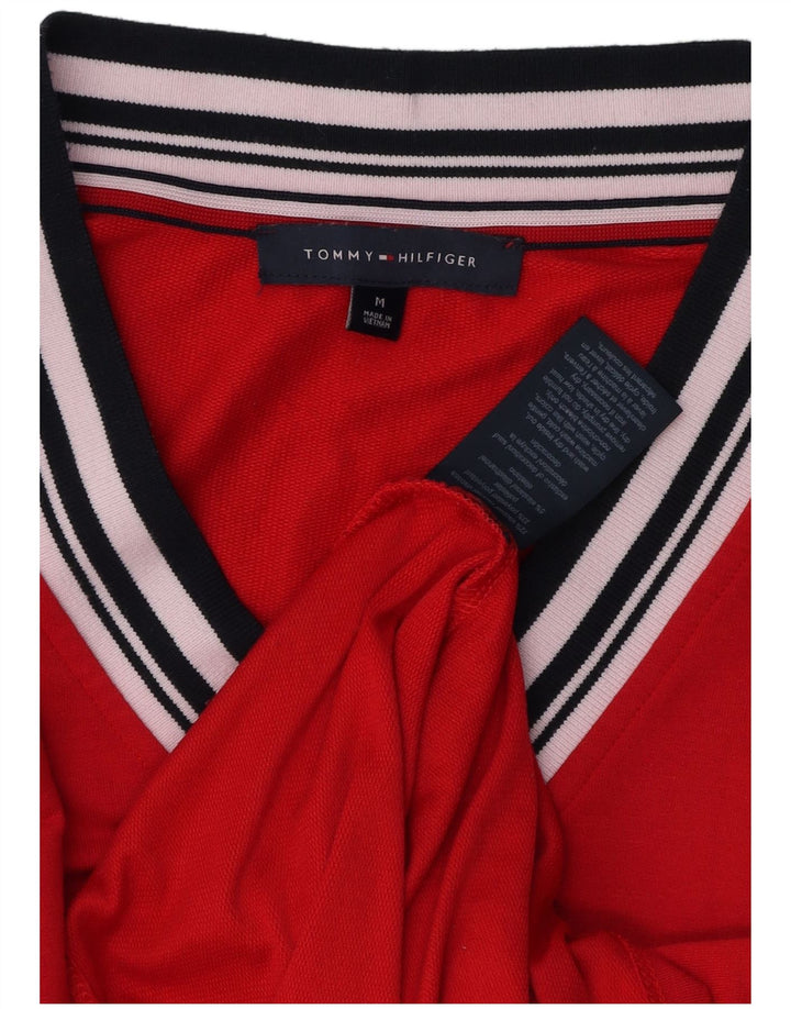 Top feminino TOMMY HILFIGER manga comprida UK 14 viscose vermelha média