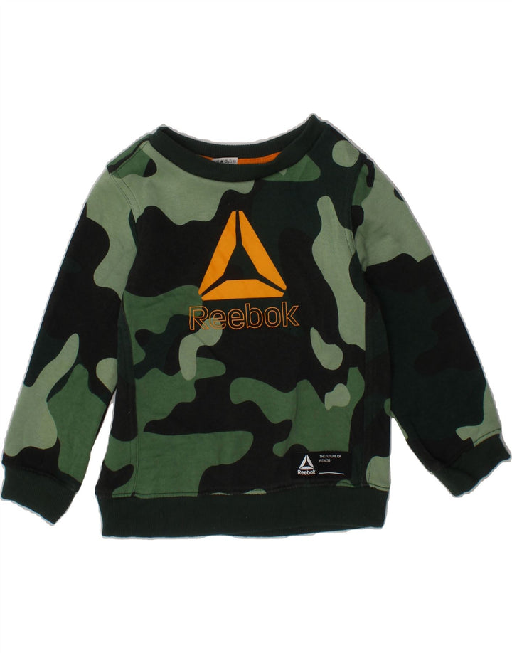 REEBOK Baby Boys Sweatshirt Jumper 18-24 Months Green Camouflage Cotton Vintage Reebok and Second-Hand Reebok from Messina Hembry 