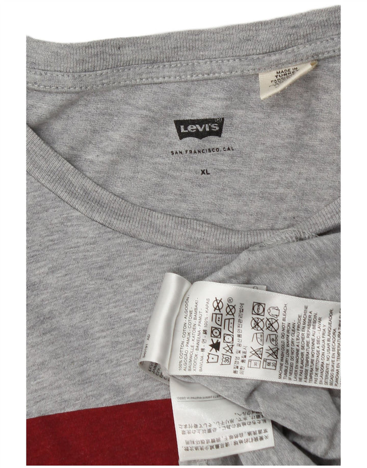 Camiseta gráfica masculina Levi's Top XL algodão manchado cinza
