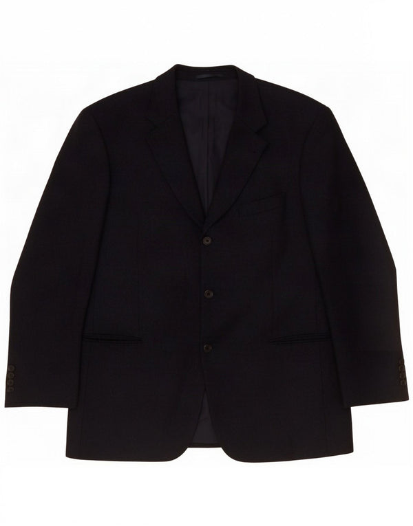 Jaqueta blazer masculina Hugo Boss com 3 botões UE 54 2XL lã virgem azul marinho