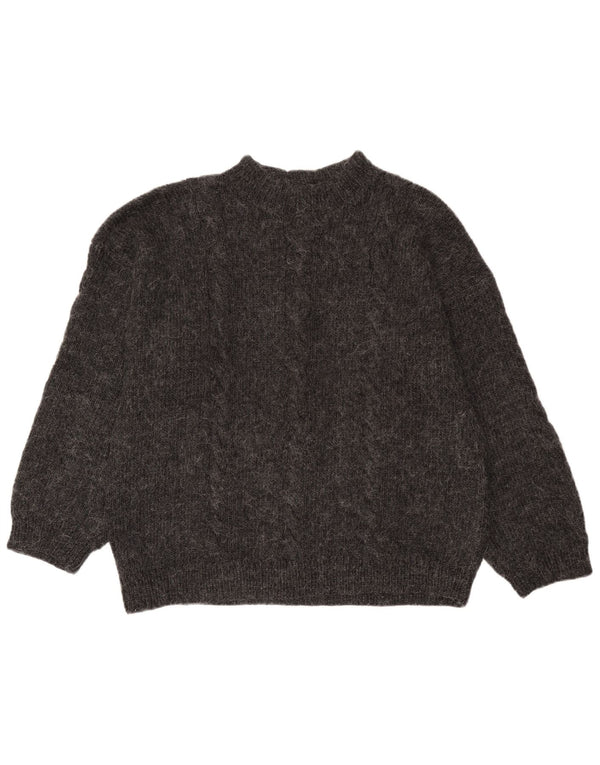 Suéter vintage masculino com gola tartaruga grande cinza