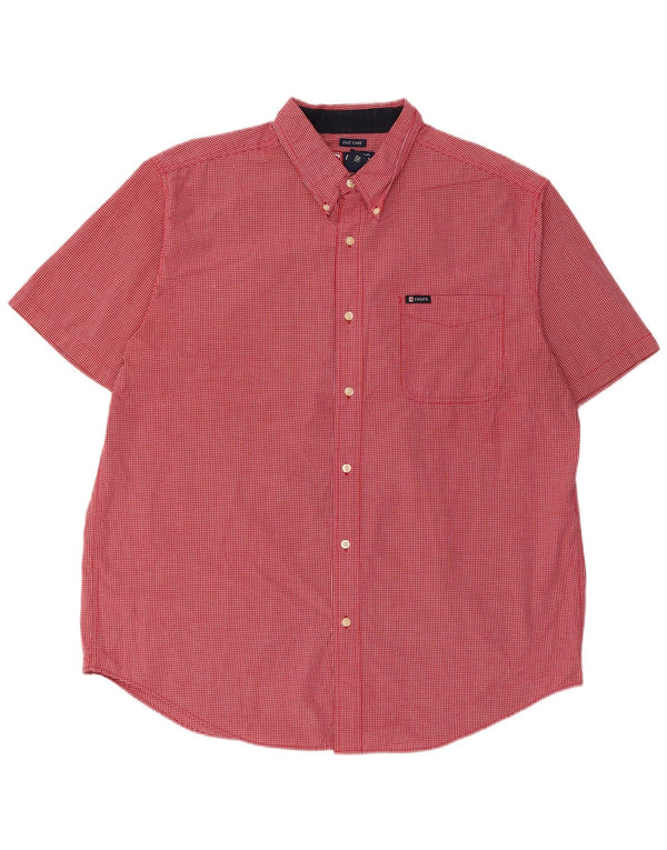 Camisa masculina de manga curta Chaps XL vermelho algodão guingão
