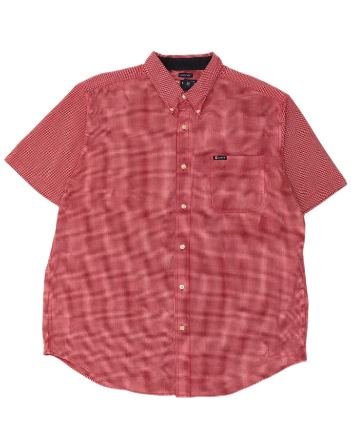Camisa masculina de manga curta Chaps XL vermelho algodão guingão