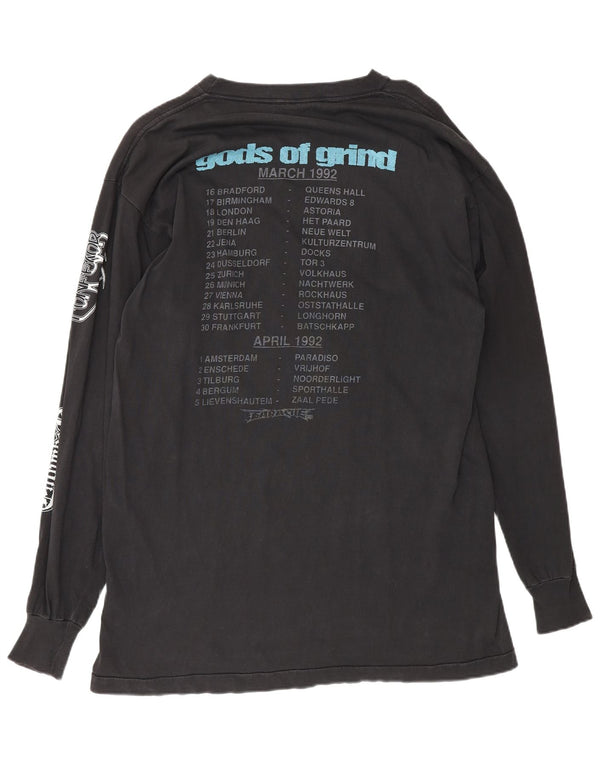 Vintage masculino God's of Grind Earache tour 1992 Top manga comprida XL Black Rock
