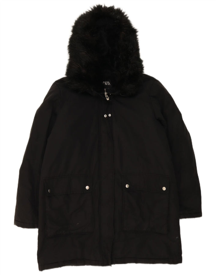 Jaqueta Parka Oversized com Capuz Zara para Mulher Reino Unido 16 Grande Poliéster Preto