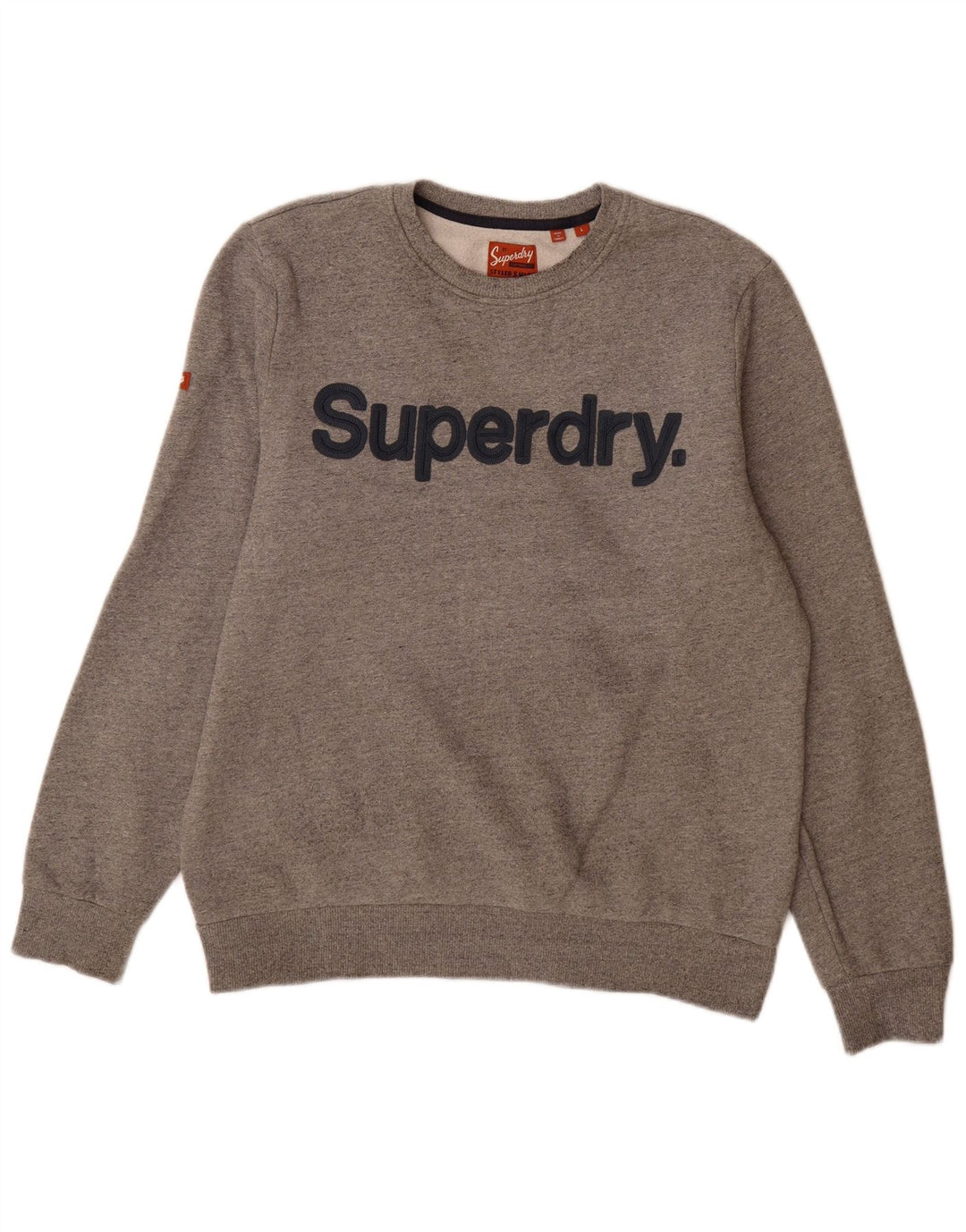 Superdry moletom gráfico masculino jumper grande algodão manchado cinza