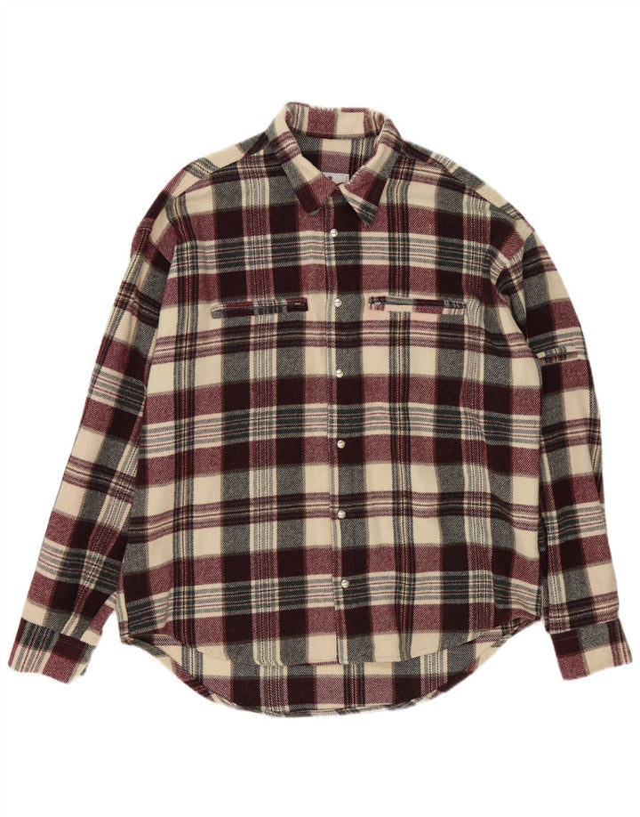 Camisa de flanela masculina vintage 2XL acrílico xadrez multicolorido