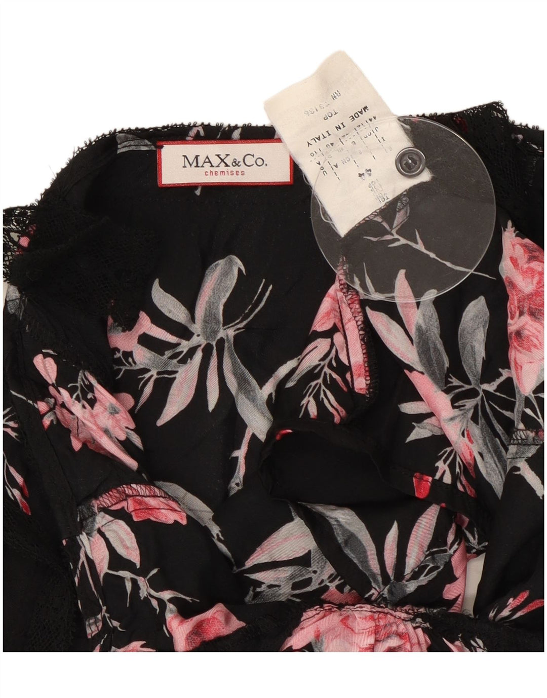 Top espartilho feminino Max & Co. Reino Unido 12 médio preto floral