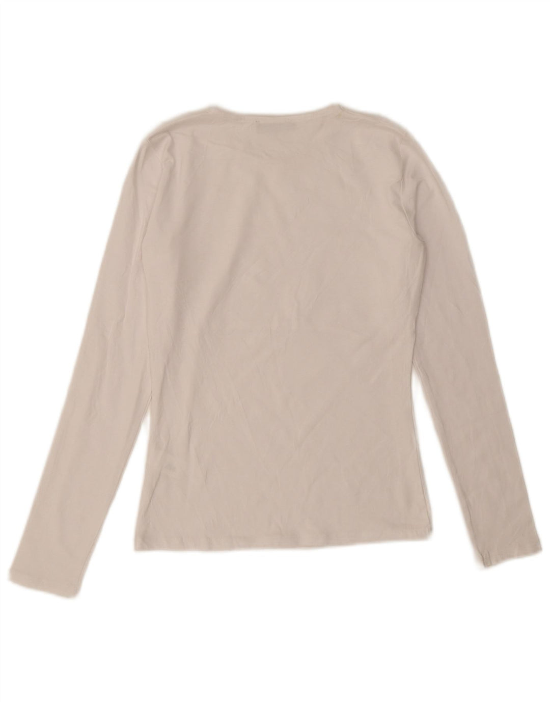 Top feminino Zara manga comprida UK 12 algodão branco médio