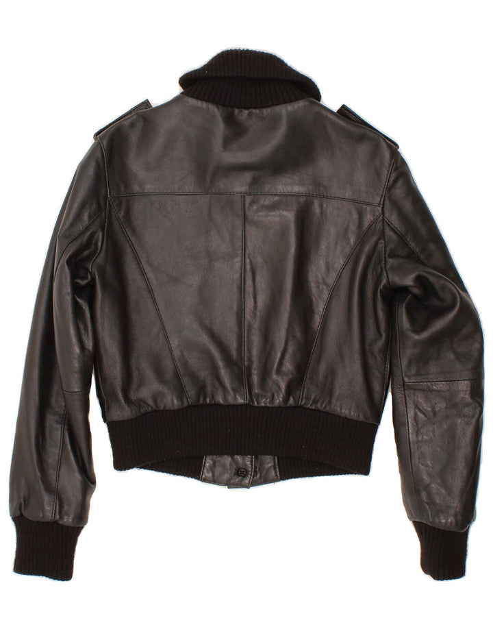Jaqueta feminina de couro vintage VINTAGE IT 44 couro preto médio