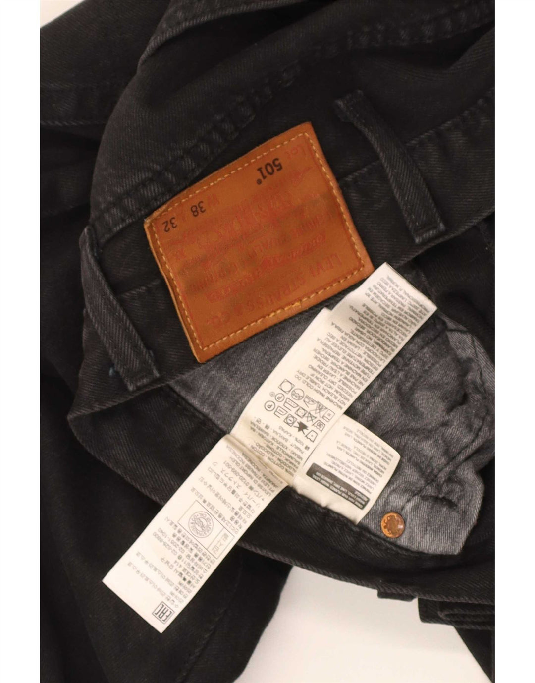 Jeans Levis 501 Straight Masculino W38 L32 Algodão Preto