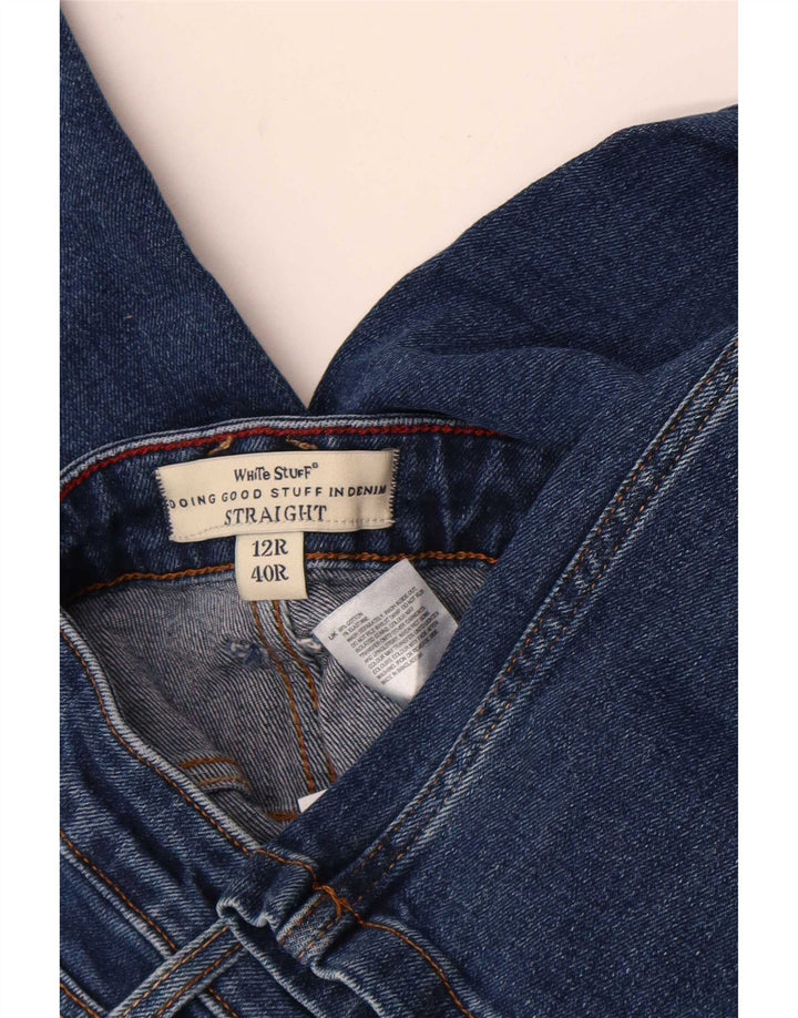 Jeans retos femininos White Stuff UK 12 médio W30 L30 algodão azul