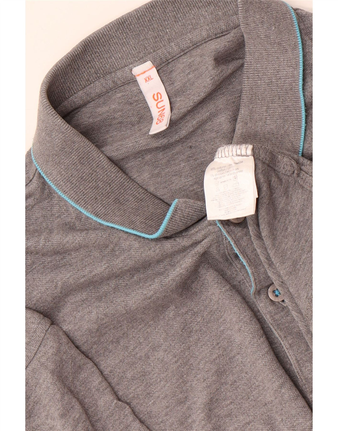 Camisa polo masculina SUN68 2XL algodão listrado cinza