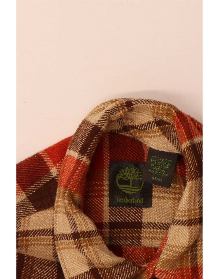 Camisa masculina de flanela Timberland médio bege algodão xadrez