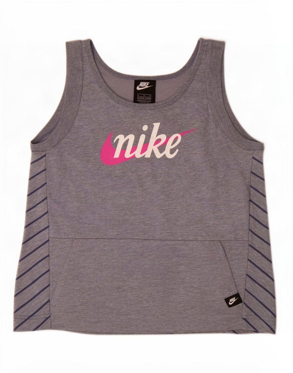 Colete gráfico Nike Girls Top 13-14 anos XL algodão manchado azul