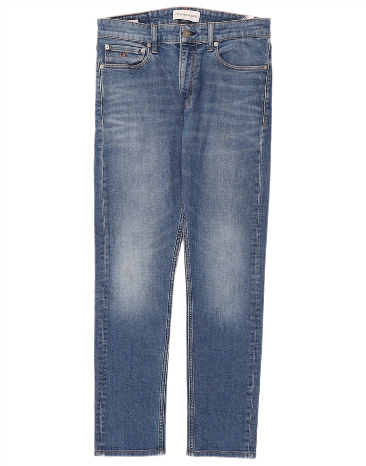 CALVIN KLEIN Mens Jeans Slim W31 L32 Azul Algodão