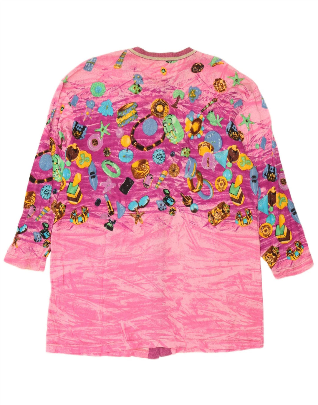 Cardigã feminino Le Bambole com padrão abstrato e palangre IT 48 XL rosa